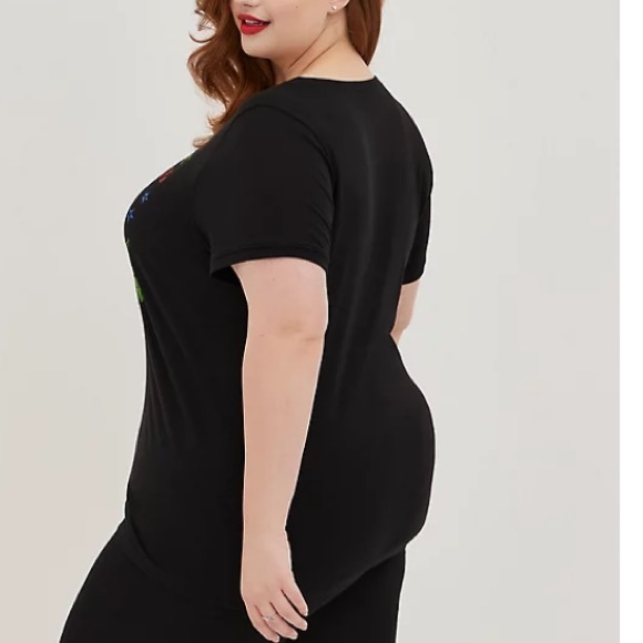 TORRID NWT DISNEY TOY STORY PIZZA PLANET RINGER TOP - BLACK - Picture 3 of 6